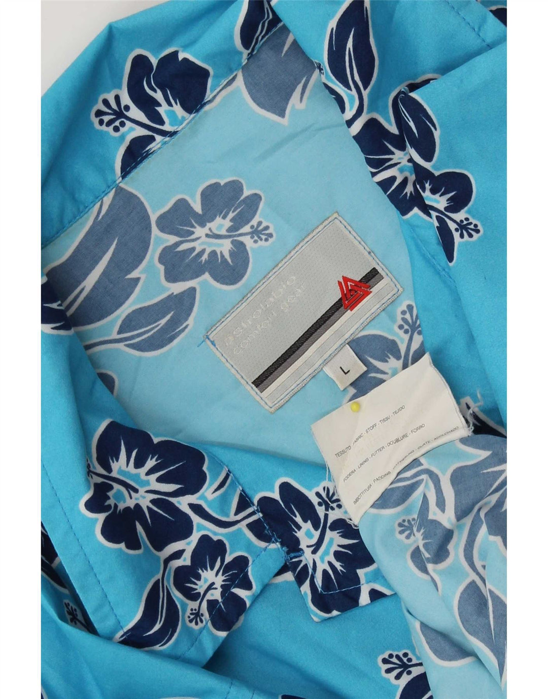 Astrolabio Camisa de manga corta para hombre Poliéster floral azul grande