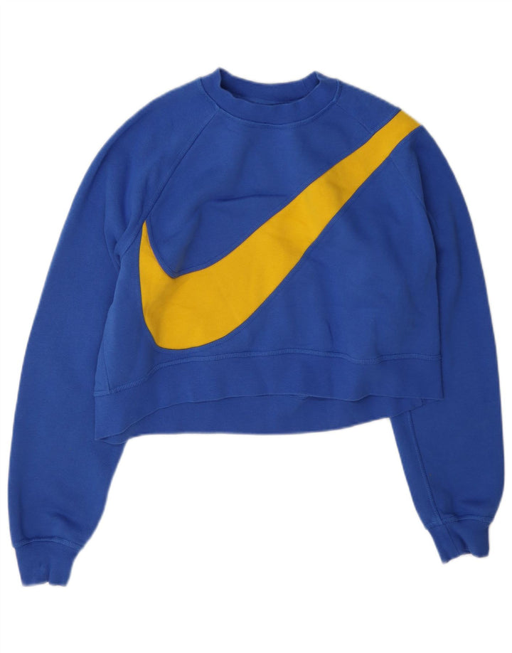 Nike Mujer Graphic Crop Sudadera Jumper UK 44 Algodón Azul Medio
