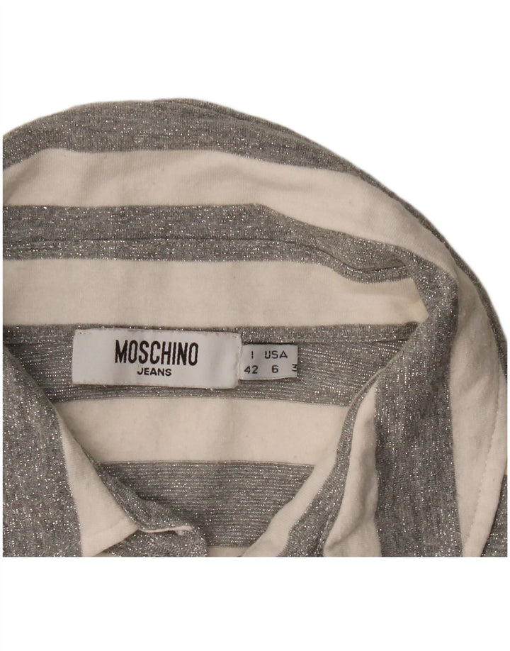 Moschino Polo Gráfico Para Mujer IT 42 Rayas Gris Medio