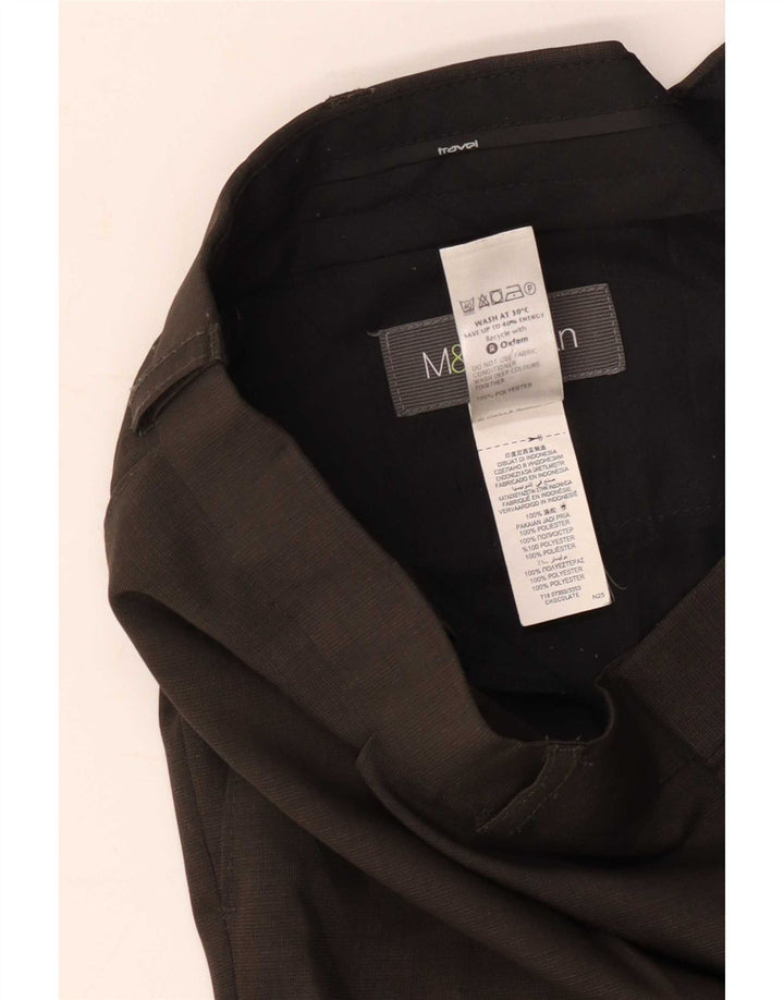 Marks & Spencer Pantalón de traje con pinzas para hombre W38 L31 Poliéster marrón