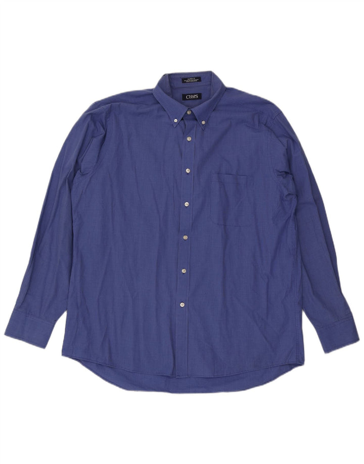 Chaps Camisa de corte clásico para hombre Talla 17 XL Algodón de pata de gallo azul