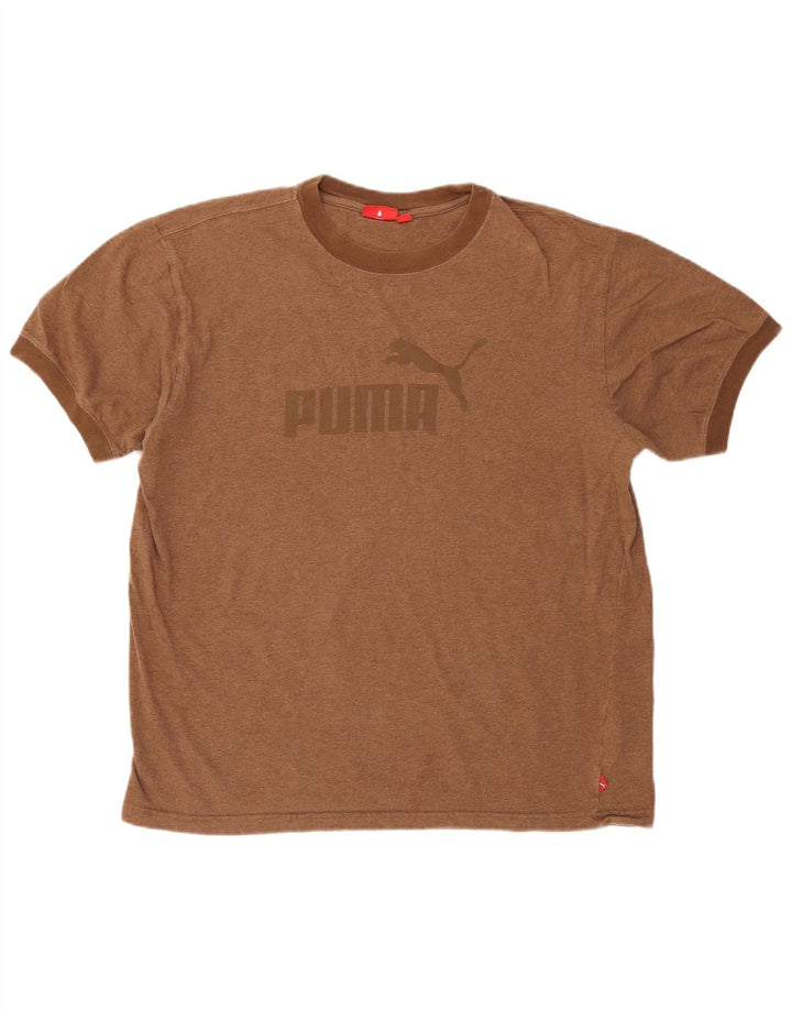 Puma Camiseta gráfica de ajuste regular para hombre Top grande de algodón marrón