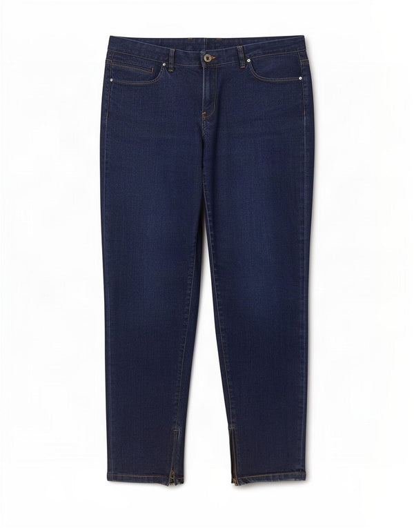 Massimo Dutti Vaqueros Cortos Slim para Mujer EU 42 Large W34 L27 Azul Marino