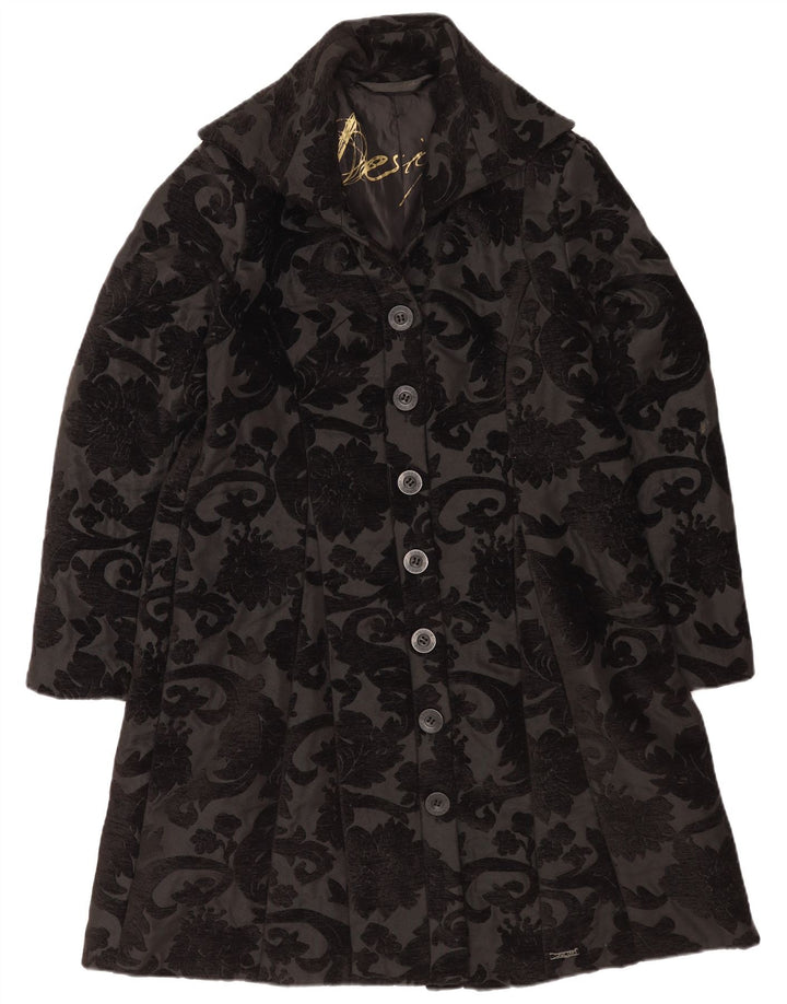 Abrigo Desigual Mujer EU 44 XL Poliéster Floral Negro