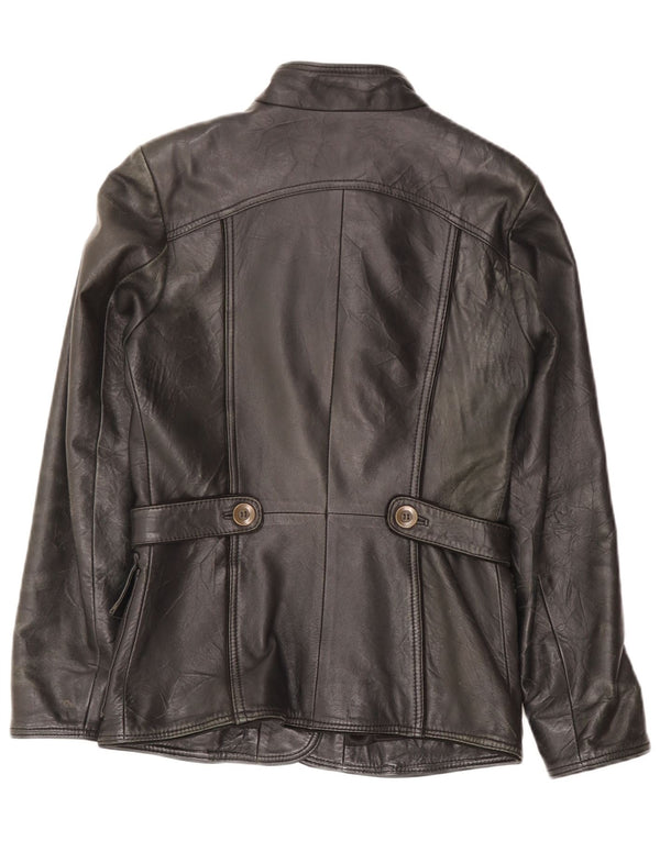 Vintage mujer chaqueta de cuero Reino Unido 6 XS cuero negro