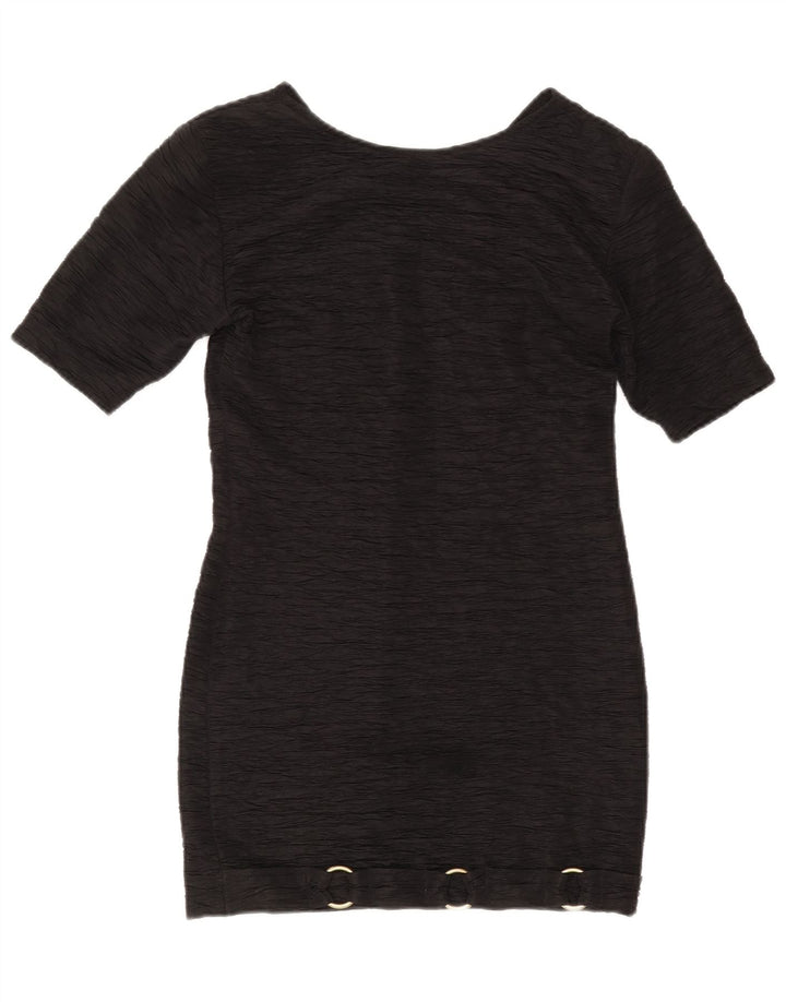 Vintage mujer vaina vestido US 2 XS poliéster negro