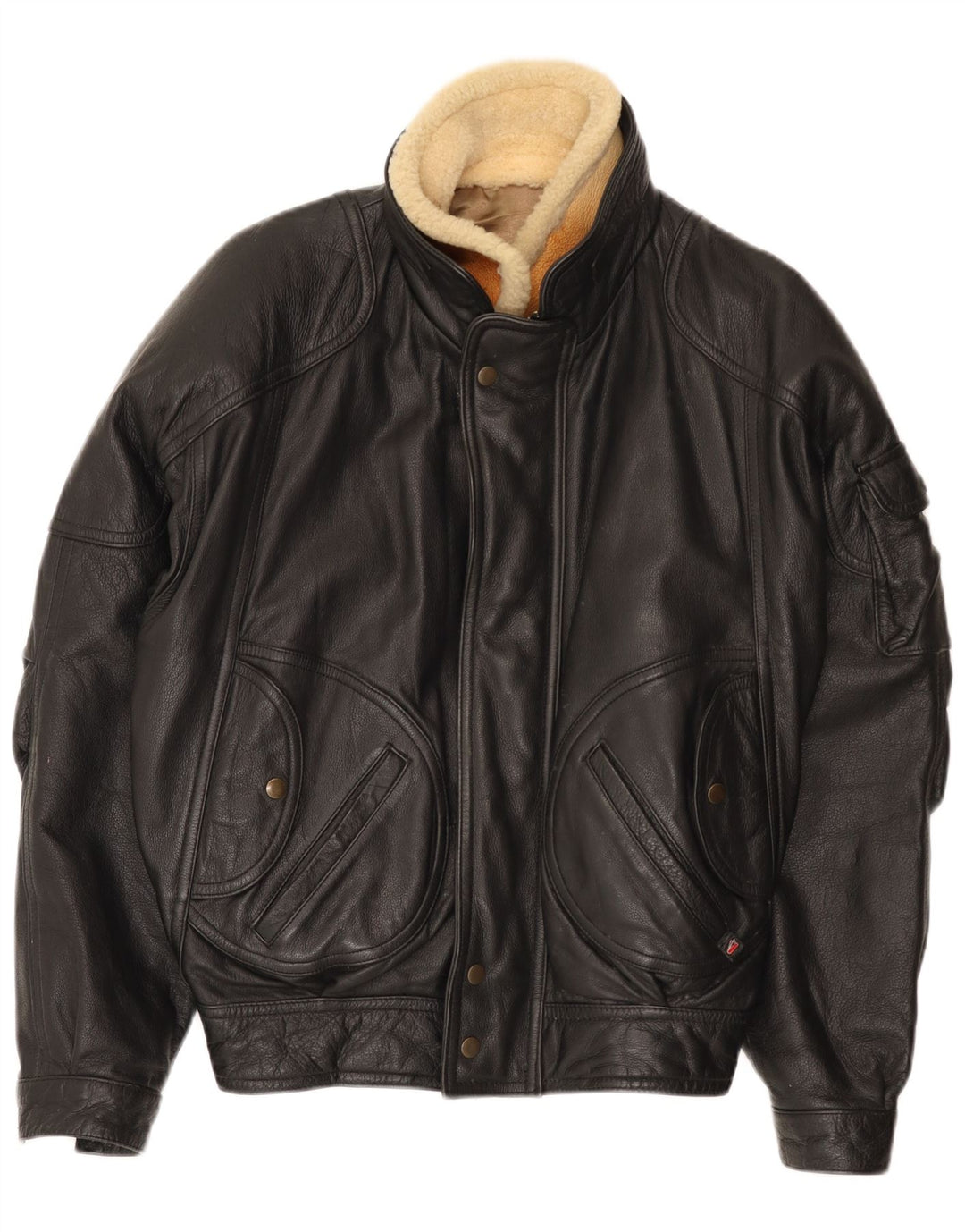 Vintage hombres bombardero chaqueta de cuero Reino Unido 36 pequeño cuero negro