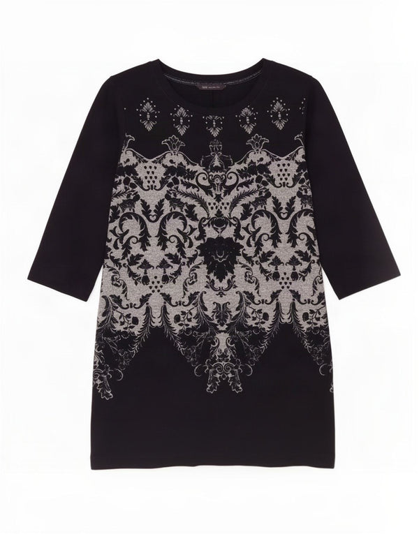 Marks & Spencer Vestido recto de manga 3/4 para mujer UK 46 Large Azul marino Paisley