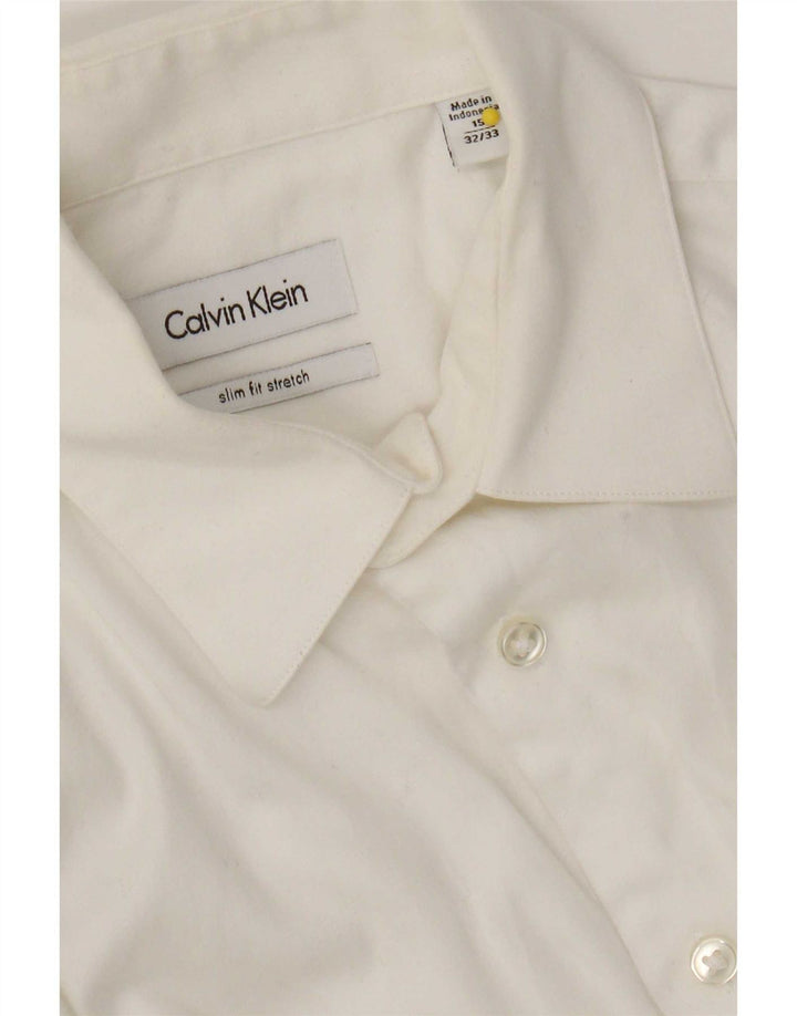 Calvin Klein Camisa Slim Fit para hombre Talla 15 Algodón blanco mediano