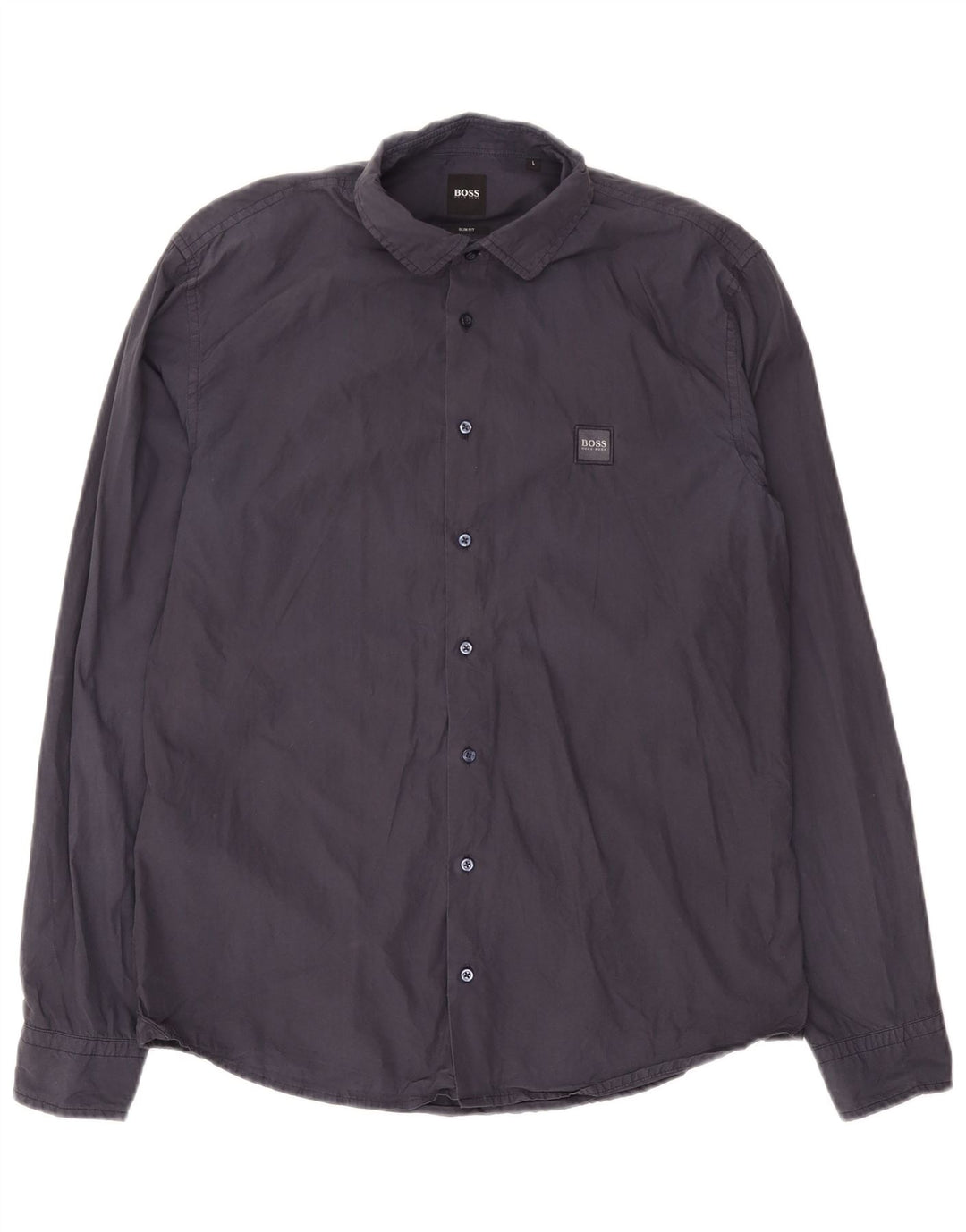 Camisa Hugo Boss Hombre Slim Fit Algodón Azul Marino Grande