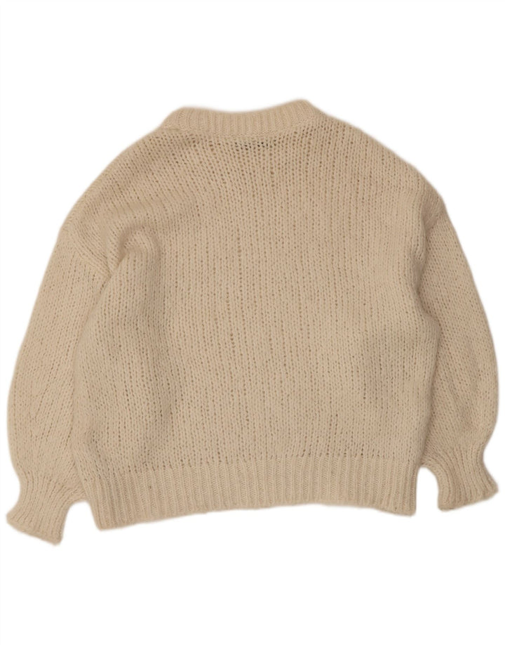 Zara Mujer Suéter De Cuello Redondo De Gran Tamaño UK 10 Small Off White