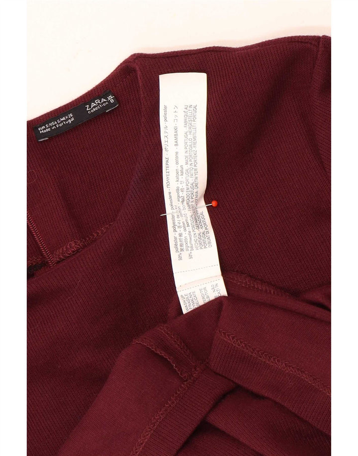 Zara Vestido tubo de manga larga para mujer UK 8 Small Granate Poliéster