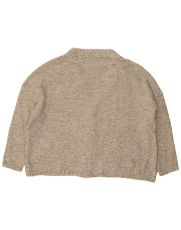 Zara Mujer Suéter Cárdigan Extragrande Reino Unido 10 Pequeño Gris Moteado