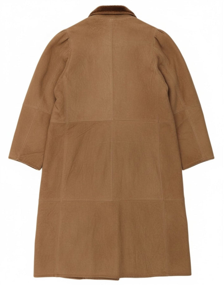 Vintage mujer shearling abrigo Reino Unido 16 grande beige