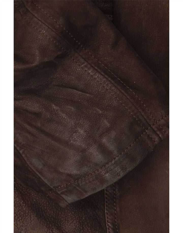 Chaqueta de cuero vintage para hombre IT 56 3XL cuero marrón
