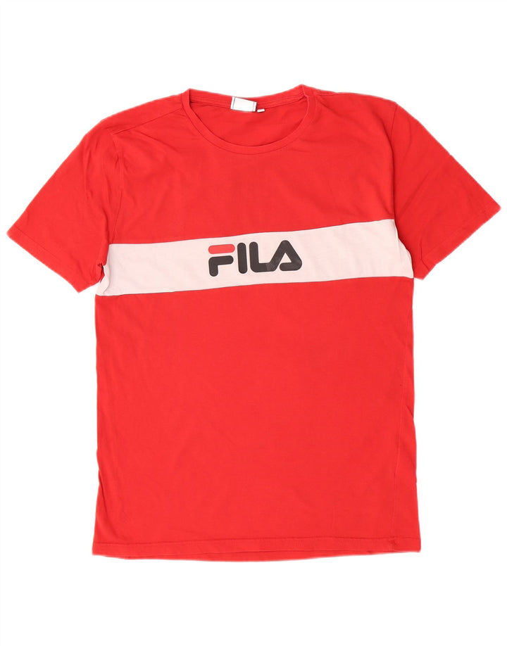 Fila Hombre Camiseta Gráfica Top Medium Rojo Colorblock Algodón