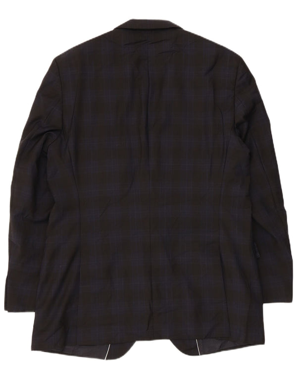 Hugo Boss Chaqueta tipo blazer de 2 botones para hombre EU 52 XL Lana virgen a cuadros azul marino