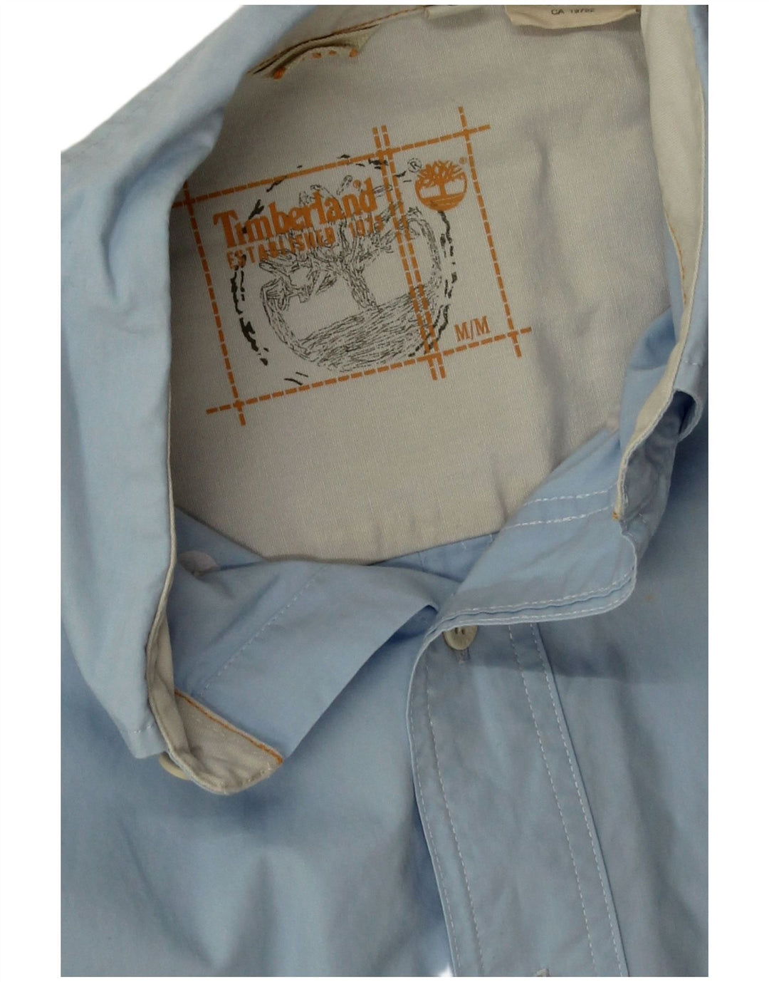 Camisa Timberland Hombre Azul Medio Algodón