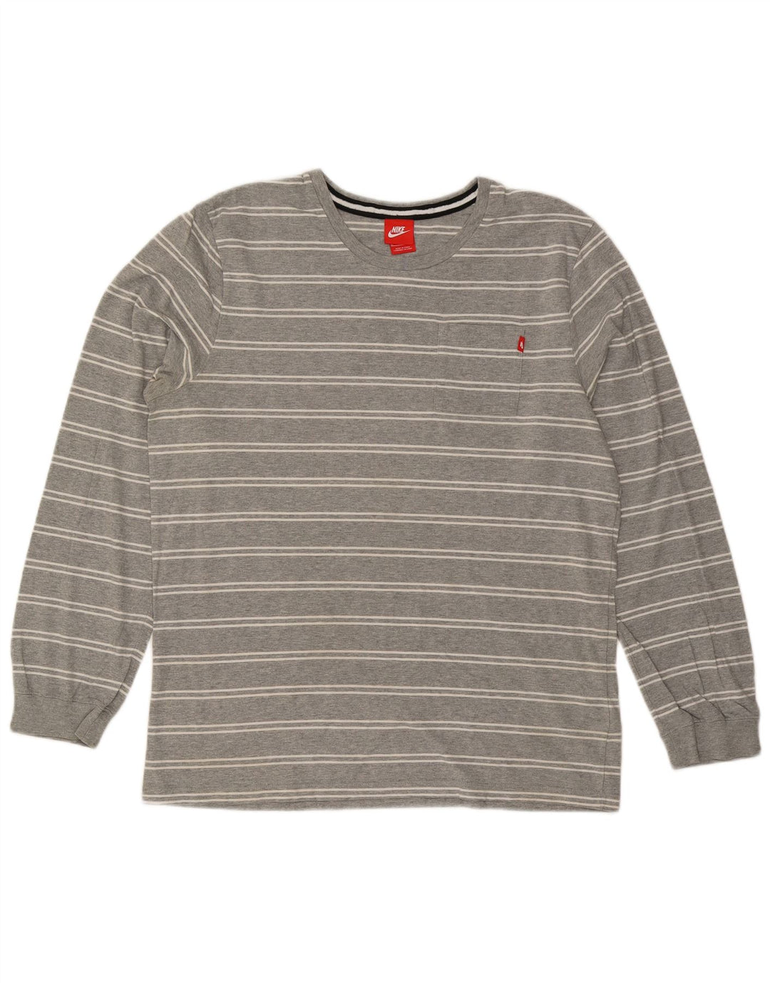 Camiseta Nike Hombre Manga Larga XL Gris Rayas Algodón