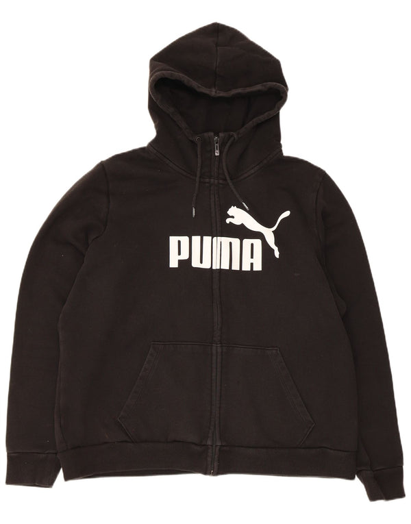 Puma Sudadera con capucha y cremallera gráfica para mujer UK 20 2XL Algodón negro