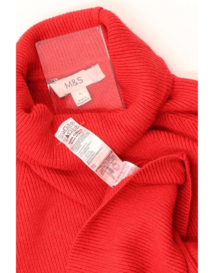 Marks & Spencer Suéter tipo jersey con cuello vuelto para mujer UK 10 Small Viscosa roja