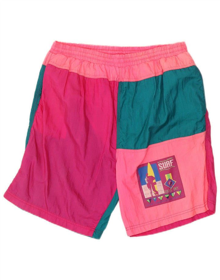 Traje de baño vintage para hombre XL Poliamida color block rosa