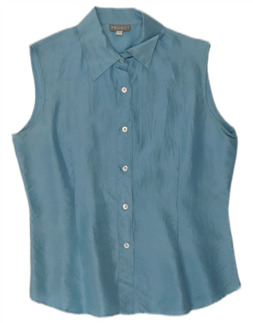 Project Blusa sin mangas para mujer UK 10 Small Blue Silk