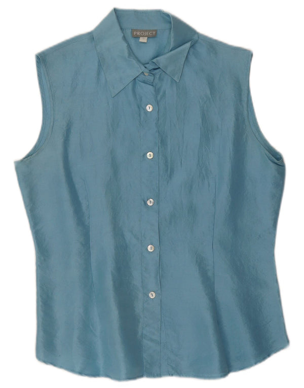 Project Blusa sin mangas para mujer UK 10 Small Blue Silk