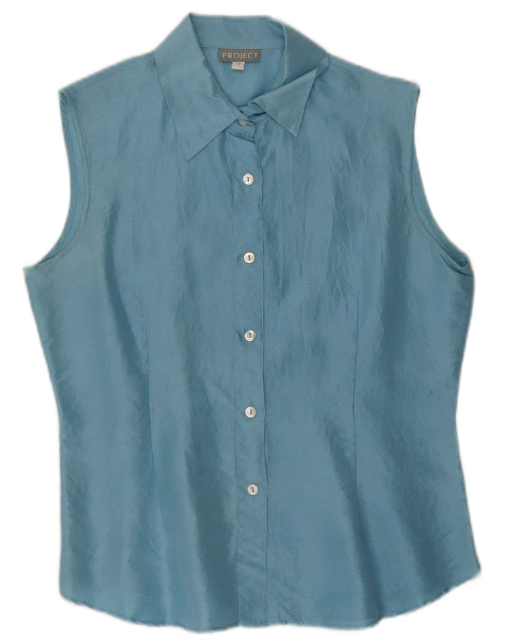 Project Blusa sin mangas para mujer UK 10 Small Blue Silk