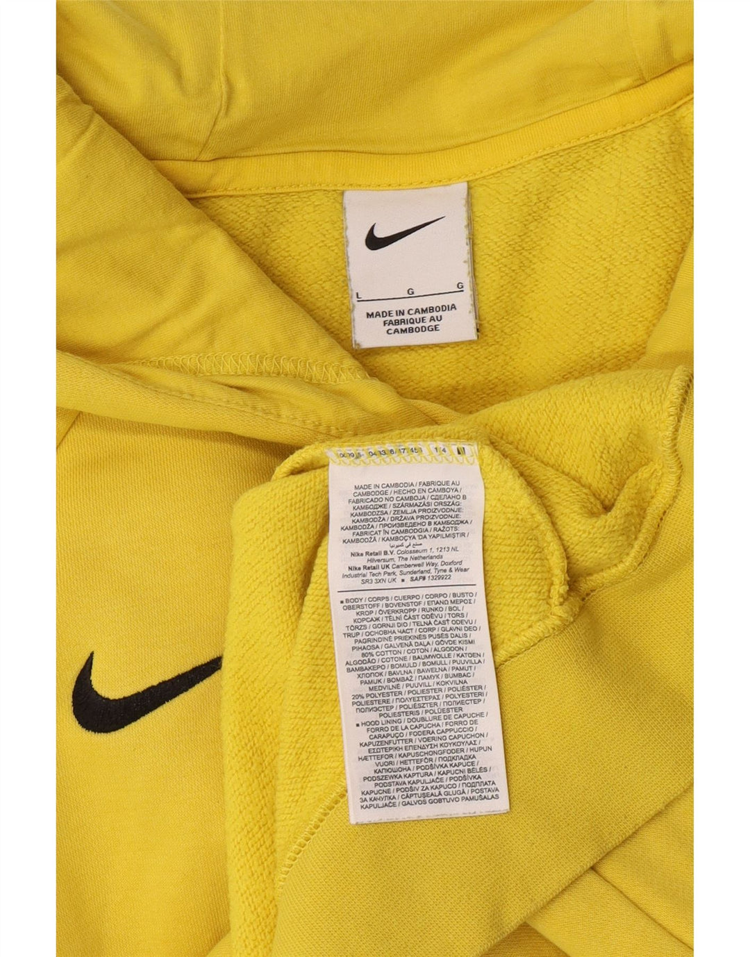 Nike Jersey con capucha para hombre, talla grande, algodón amarillo