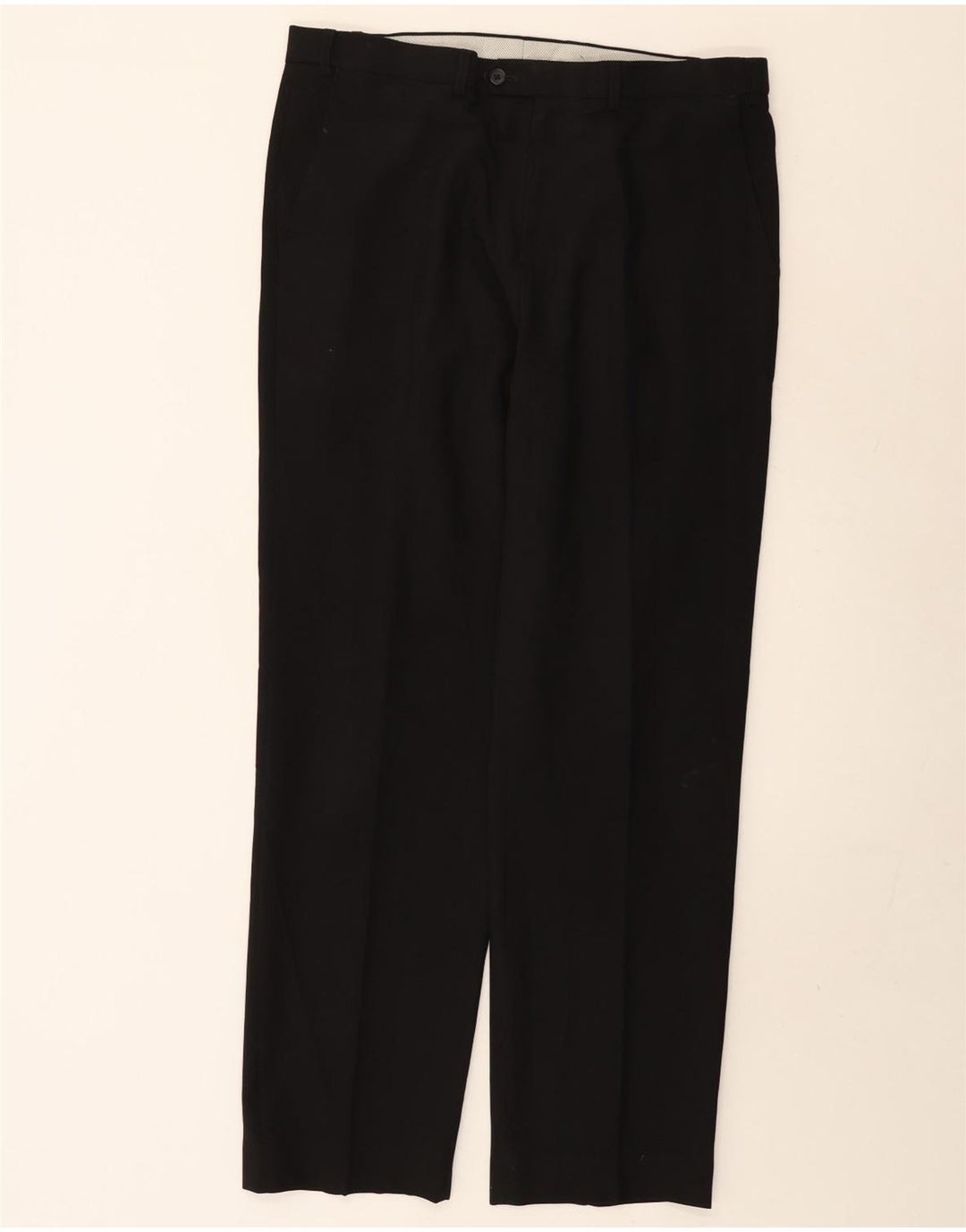 MARKS & SPENCER Pantalón de traje de corte regular para hombre W36 L33 Poliéster negro