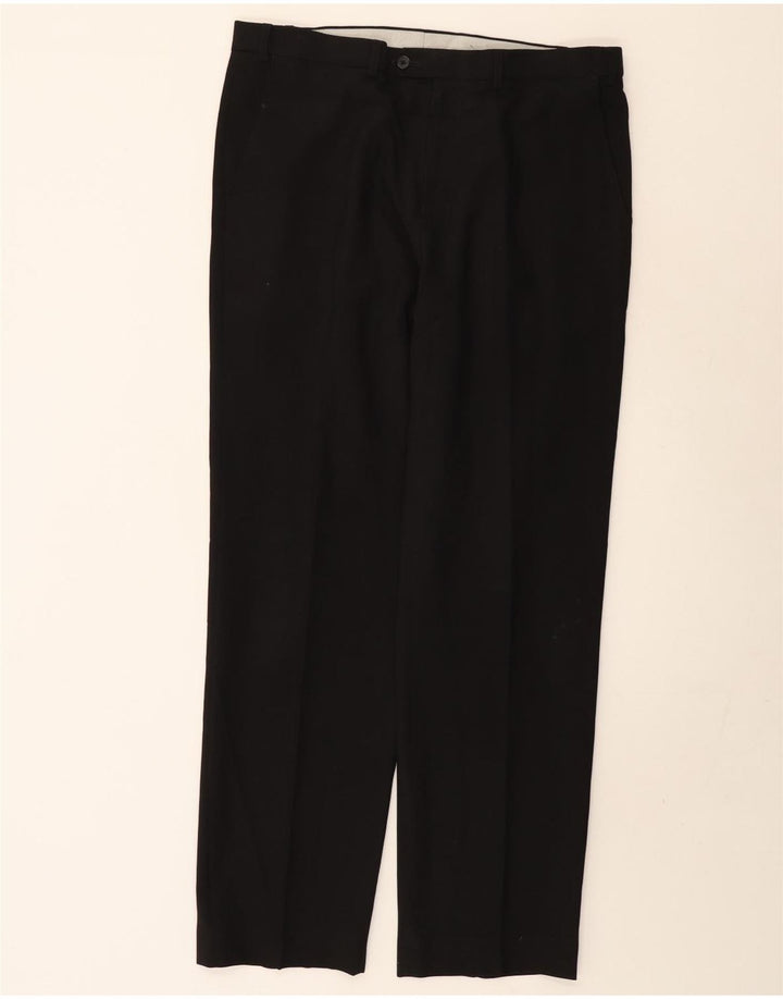 MARKS & SPENCER Pantalón de traje de corte regular para hombre W36 L33 Poliéster negro
