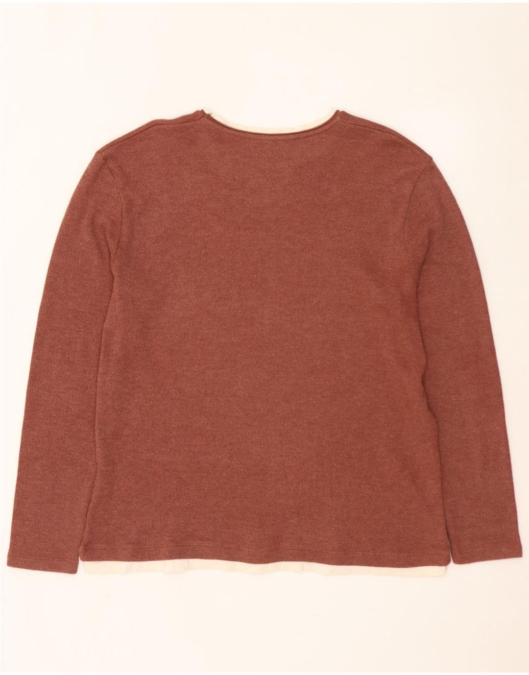 ZARA Hombre Top Manga Larga XL Algodón Colorblock Marrón