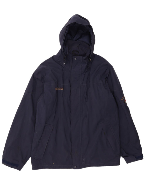 Columbia Chaqueta cortavientos extragrande con capucha para hombre UK 42 XL Nylon azul marino