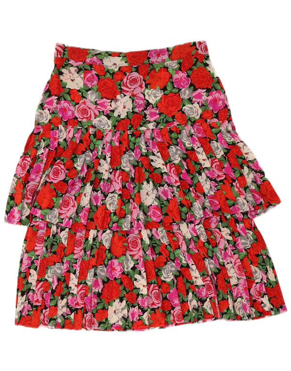 Vintage mujer plisada falda escalonada IT 46 grande W31 multicolor floral