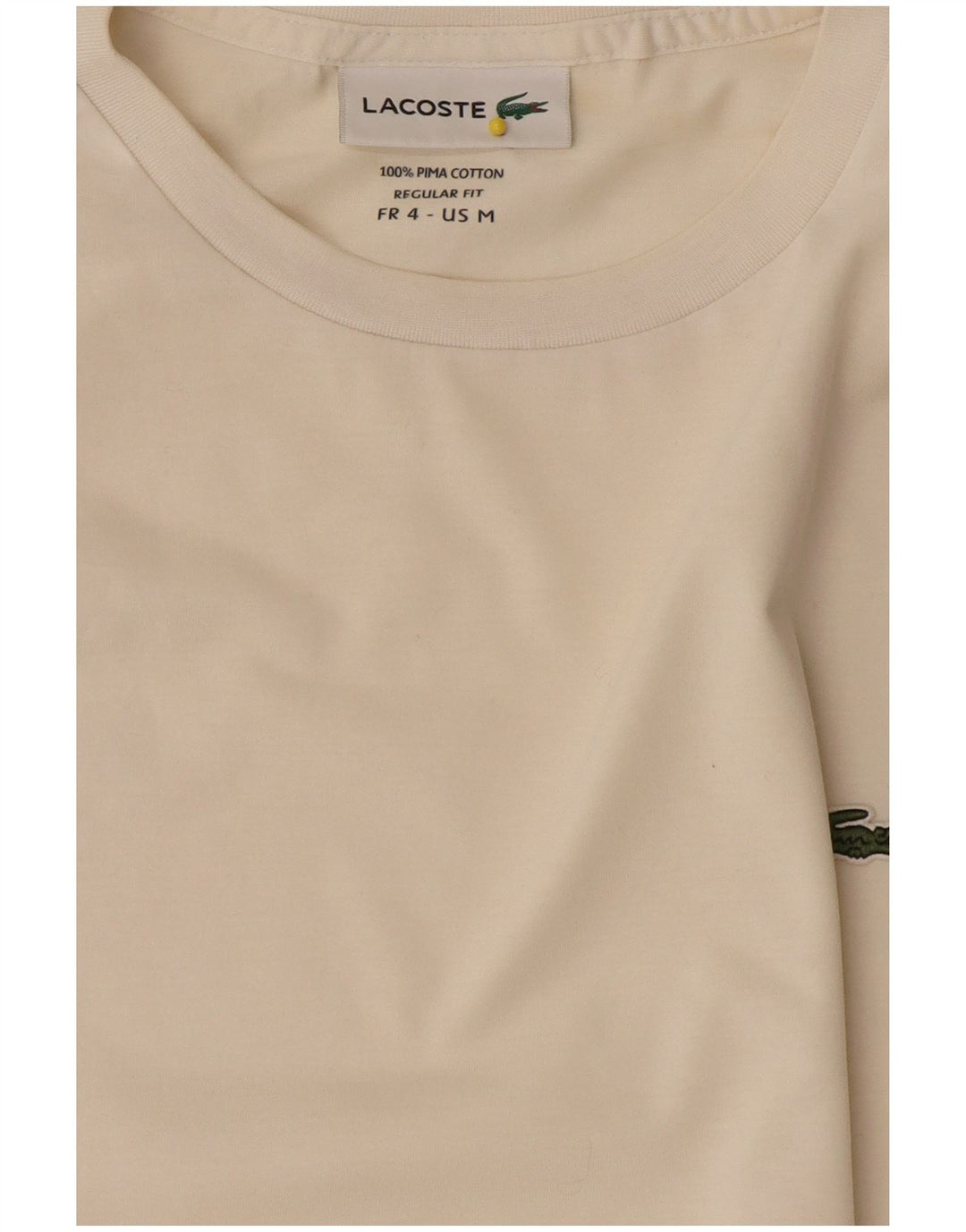 Lacoste Camiseta de ajuste regular para mujer talla 4 mediana de algodón blanco roto