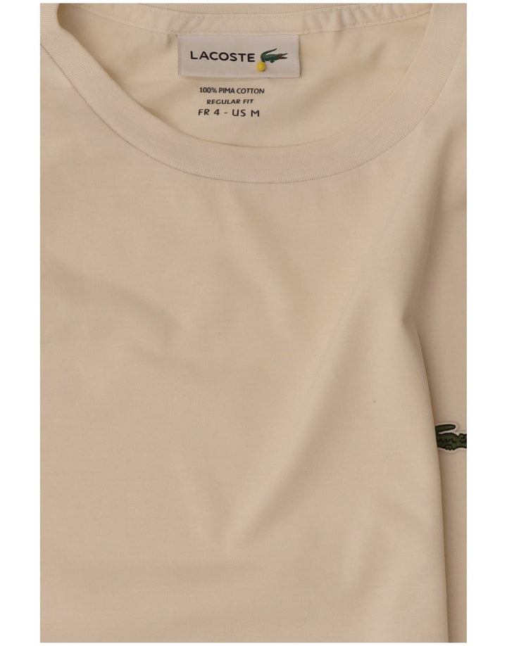 Lacoste Camiseta de ajuste regular para mujer talla 4 mediana de algodón blanco roto