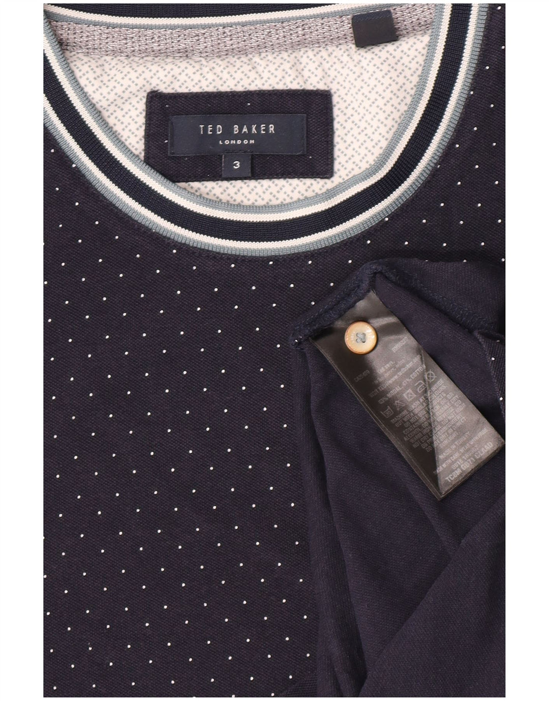 Ted Baker - Camiseta para hombre, talla 3, mediana, azul marino, modal con manchas