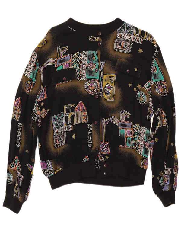 Vintage mujer camisa blusa Reino Unido 18 XL negro geométrico
