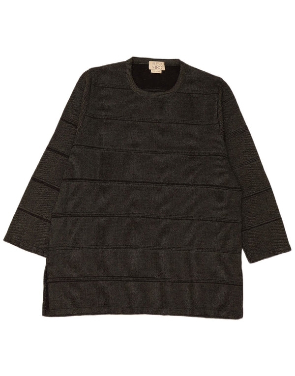 ELENA MIRO Jersey de cuello redondo para mujer UK 40 XL Viscosa a rayas caqui