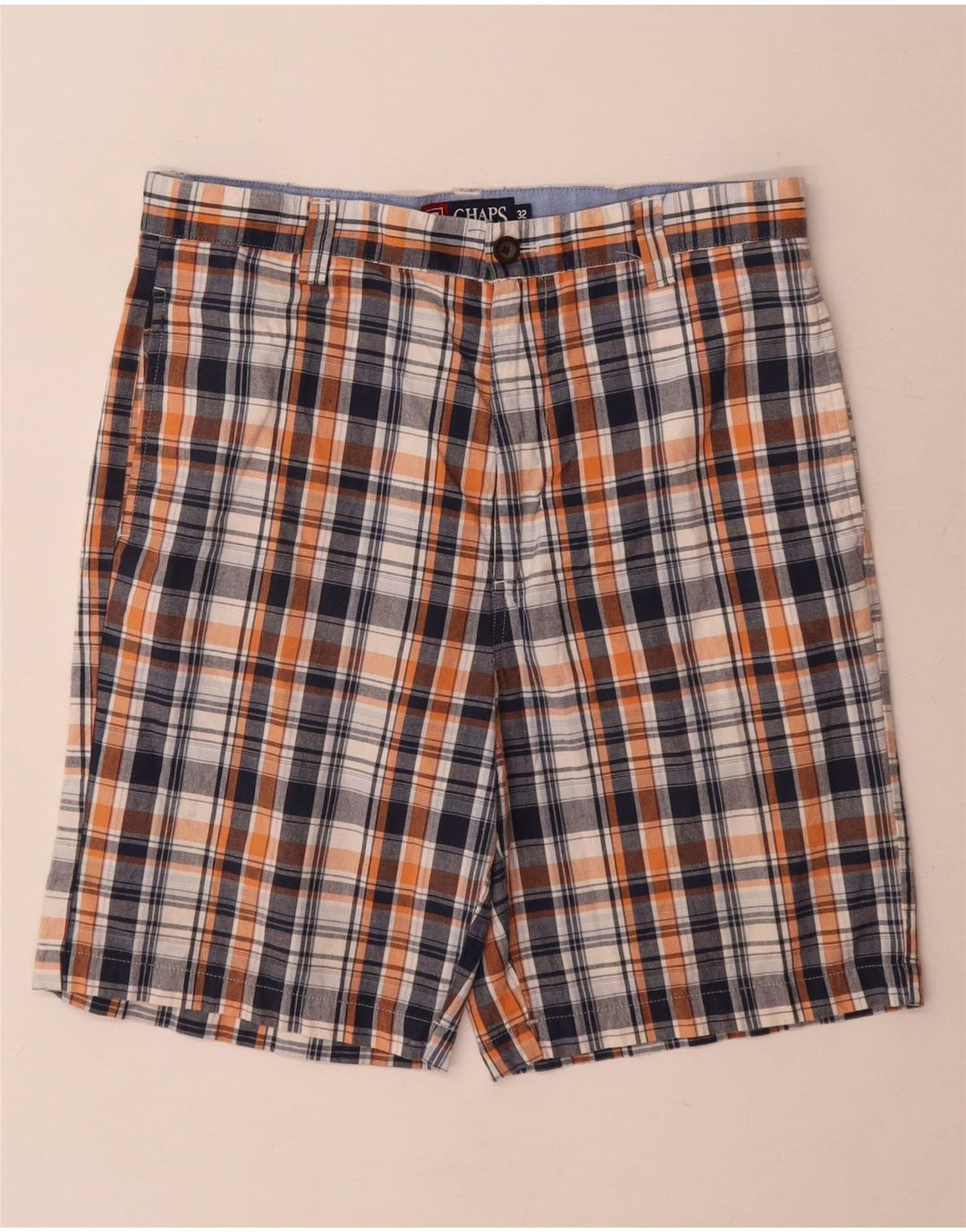 Chaps Pantalones cortos chinos para hombre W32 Medium Navy Blue Check