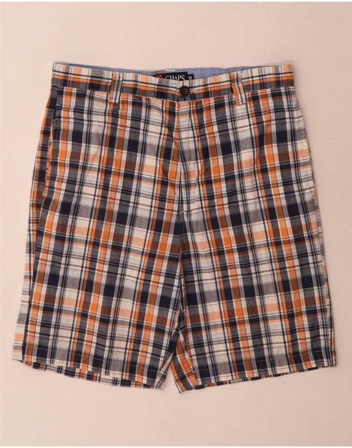 Chaps Pantalones cortos chinos para hombre W32 Medium Navy Blue Check