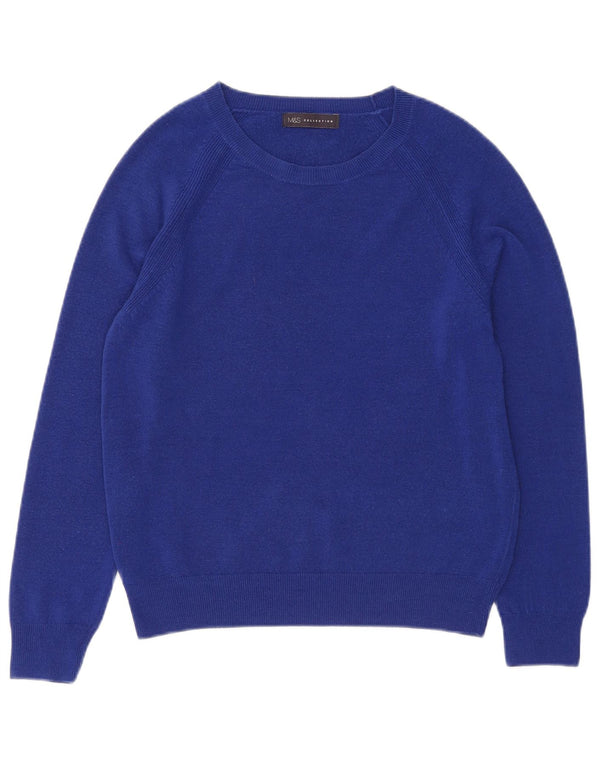Marks & Spencer Womens Boat Neck Jumper Sweater UK 12 Medium Blue Acrylic