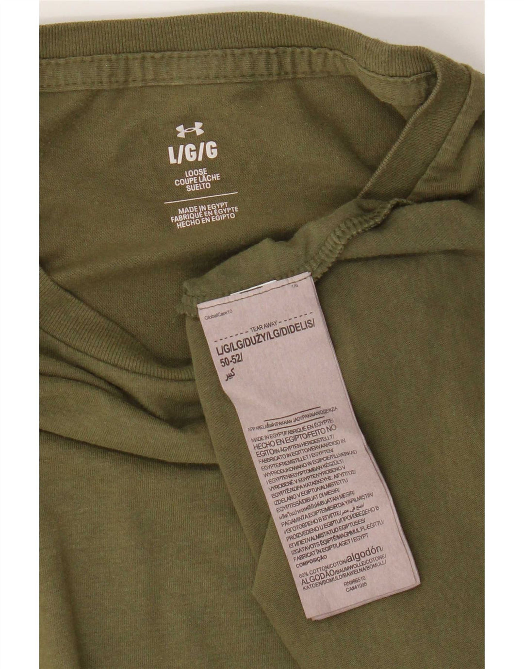 Under Armour Camiseta para hombre Top Large Khaki Cotton