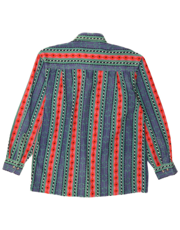 VINTAGE Camisa de franela para hombre Talla 38 Algodón a rayas azul medio