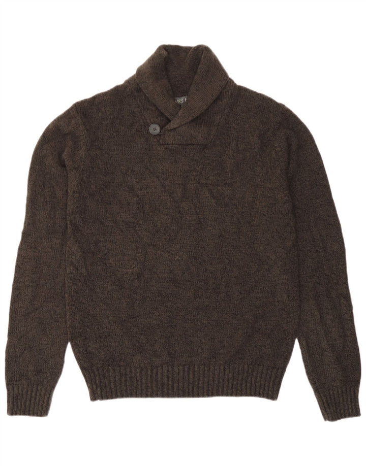 Marks & Spencer Suéter con Cuello Chal para Hombre Pequeño Acrílico Moteado Marrón Pequeño