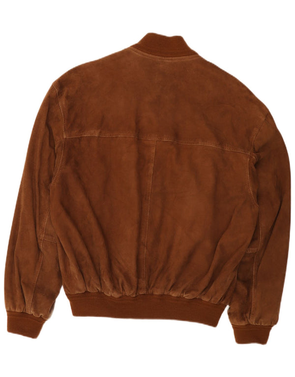 Vintage hombres ante bomber chaqueta IT 50 cuero marrón grande