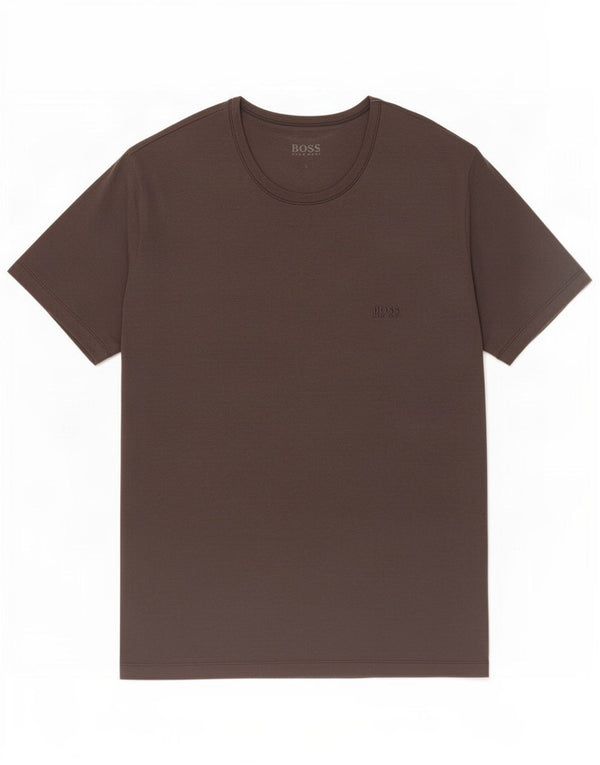 Hugo Boss Hombre Camiseta Top Grande Algodón Marrón