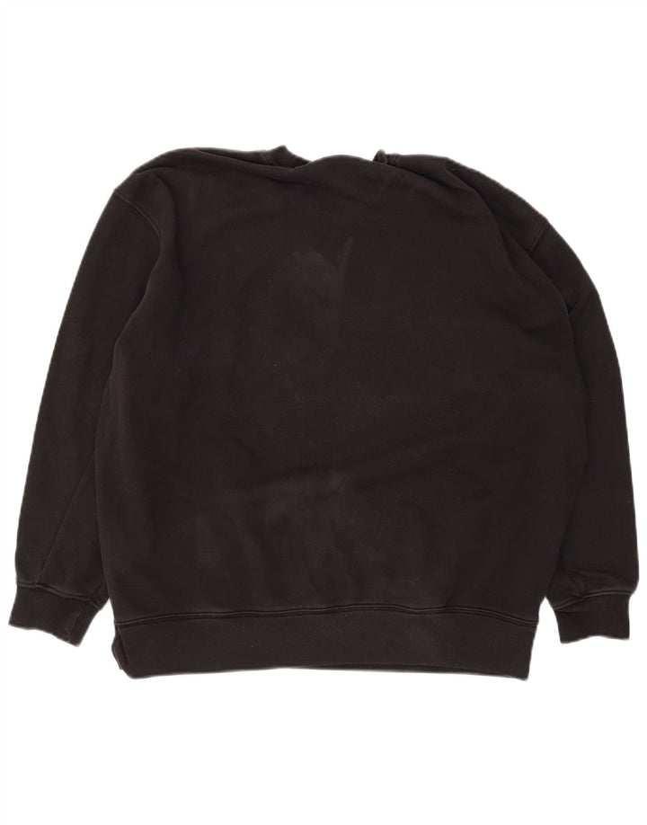 Adidas Sudadera de gran tamaño con gráfico para mujer UK 12 Medium Black Cotton