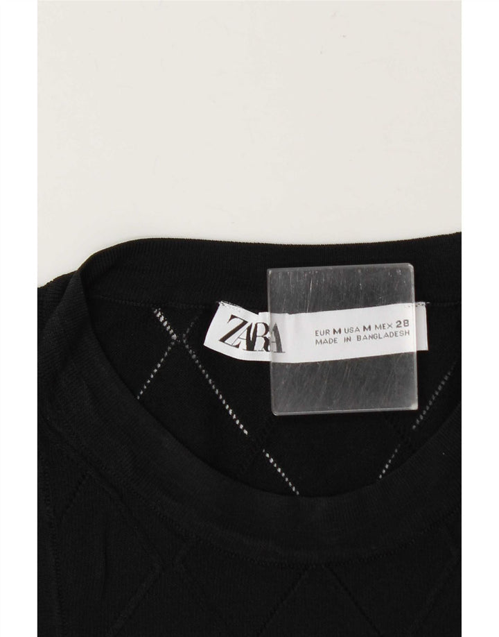 Zara Mujer Chaleco Top UK 12 Medium Negro